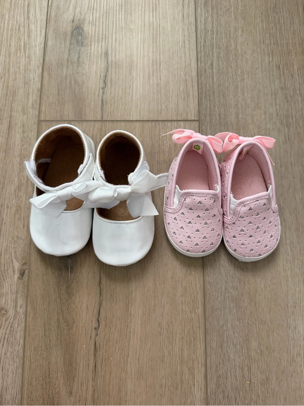 Kids Pink & White Ballet-Style Shoes with Bows